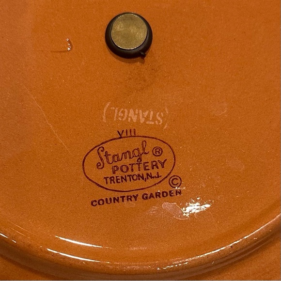 VTG Stangl Pottery Red-Ware Country Garden Serving Plate Dish Tidbit Tray Handle - Picture 6 of 8